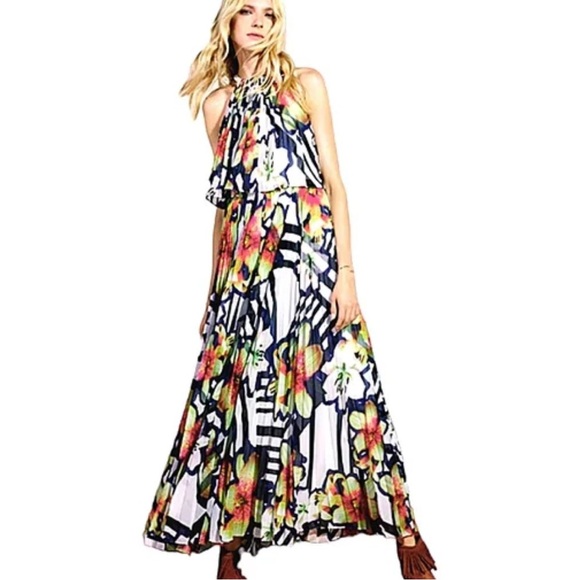 Karen Millen Orchid Floral Halter Maxi Dress Size 12 - Picture 1 of 6
